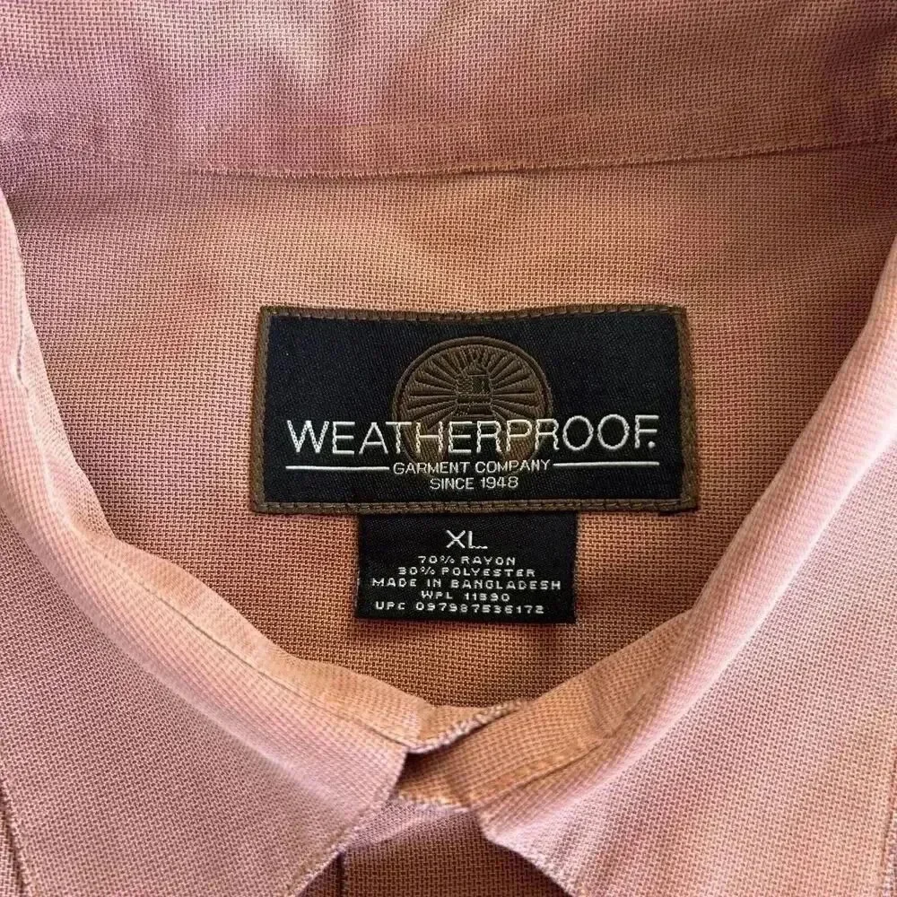 Weatherproof Men's Red Orange Soft Lightweight Short Sleeve Button Down Shirt XL